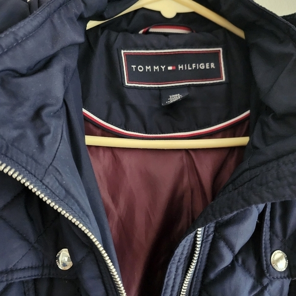 Tommy hilfiger Navy Quilted Women's Knee Length Parka Hooded - Picture 5 of 6